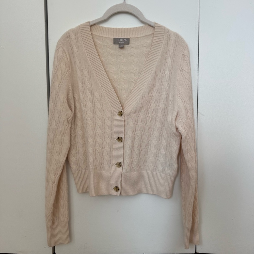 J. Crew Cream Knit Cardigan Sweater